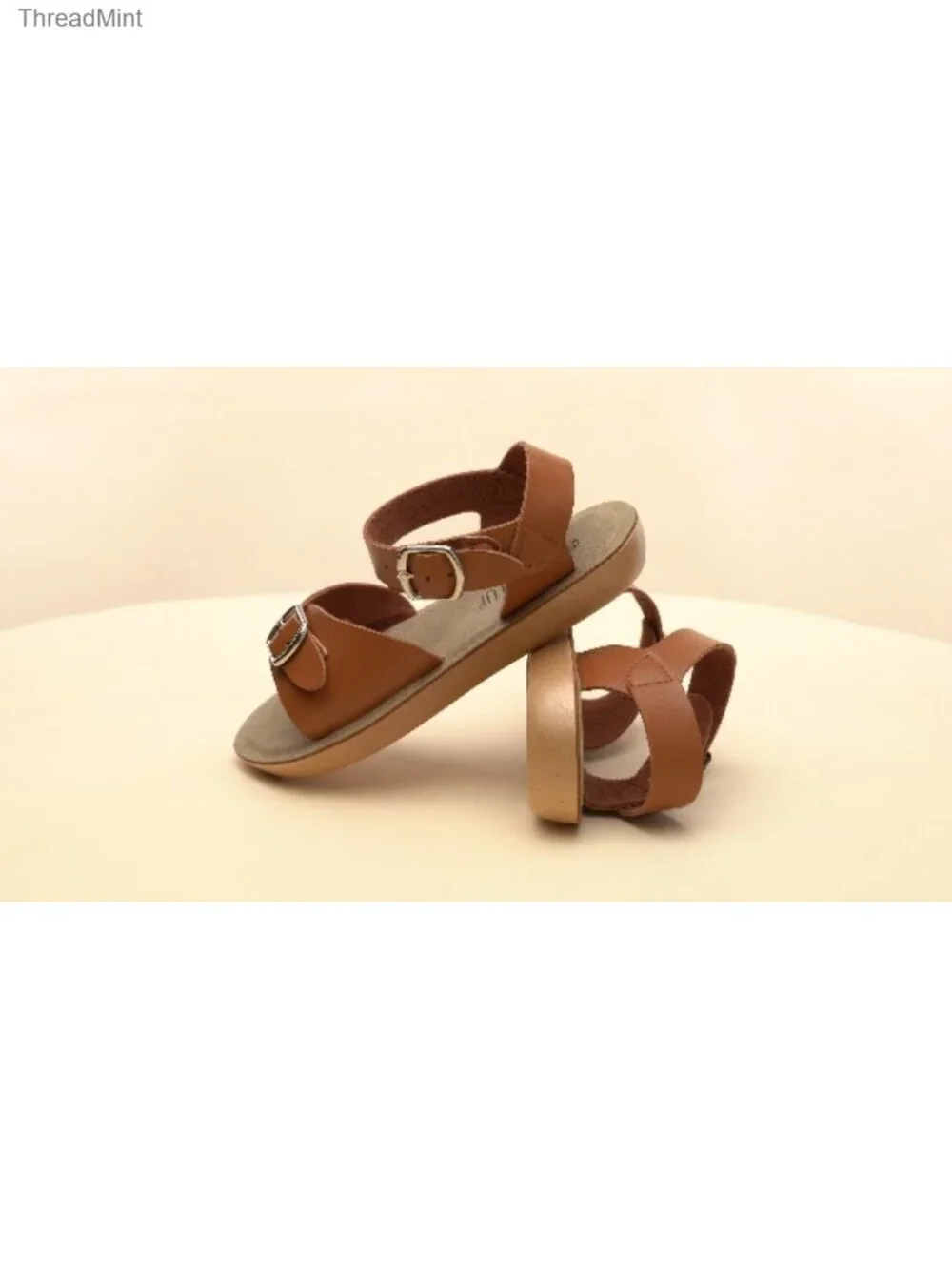 Toddler Girls Boys Double Buckle PU Leather Sandals Flat Non-Slip Casual